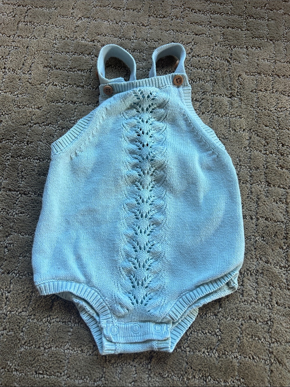 Light Blue Knit Baby One-Piece Romper